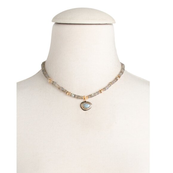 SHAANTI JEWELS  India 18kt Gold Plated Sterling Silver Labradorite Necklace - Picture 2 of 2